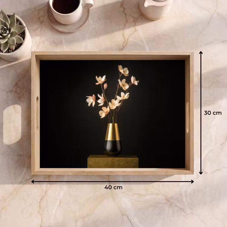 Plateau - Orné - Bouquet - Or - Vase — 7