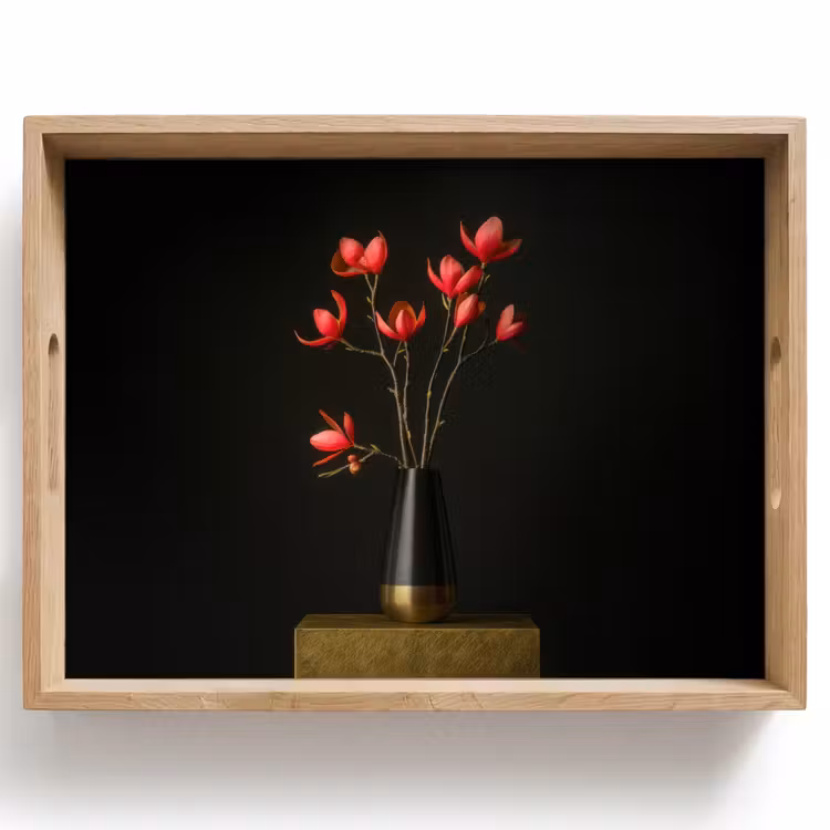 Plateau - Rouge - Fleurs - Vase — 1