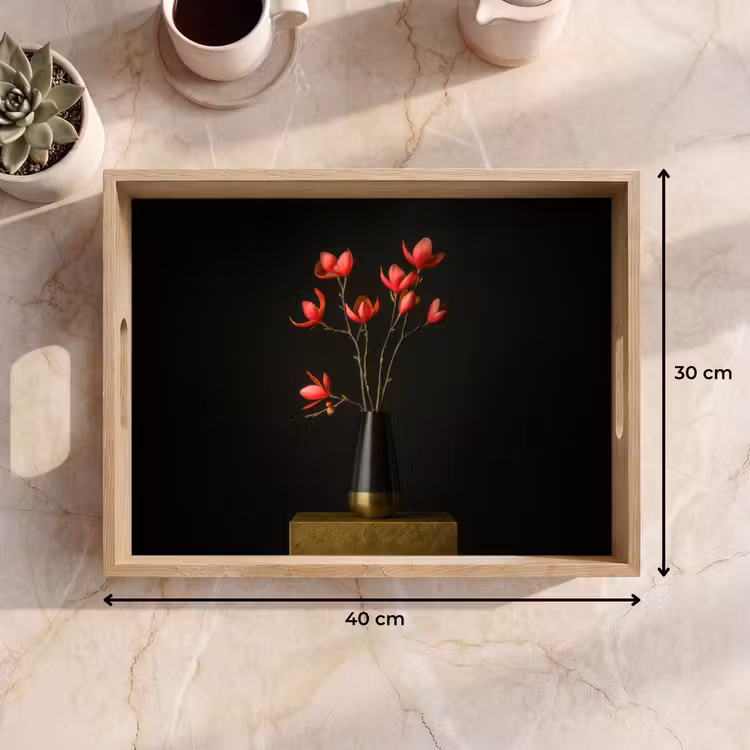 Plateau - Rouge - Fleurs - Vase — 7