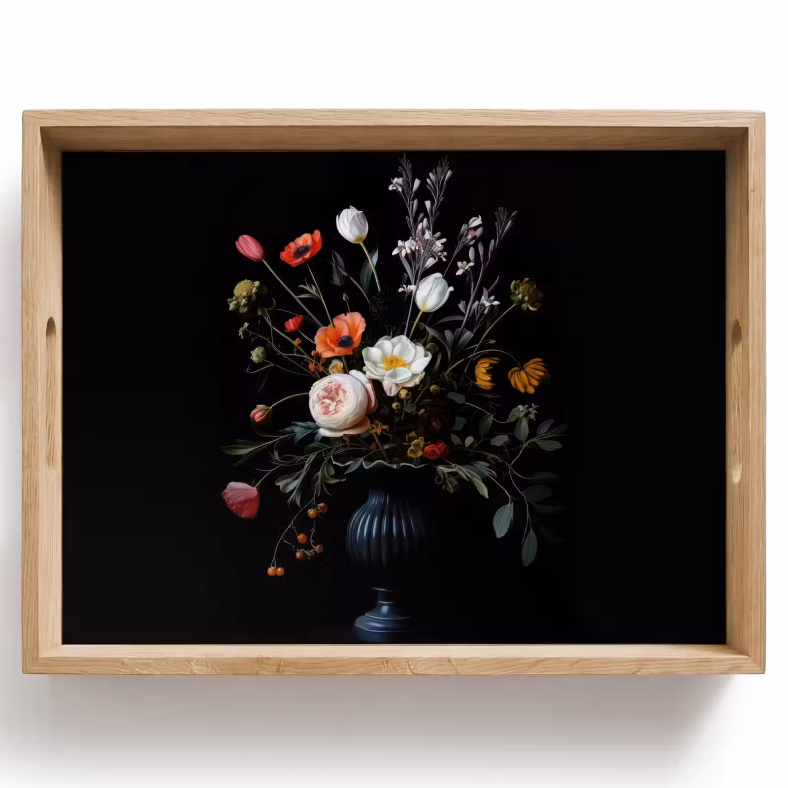 Plateau - Composition florale - Vase - Noir — 1