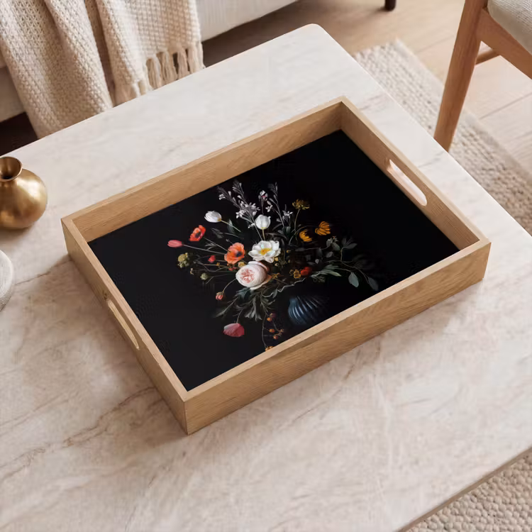 Plateau - Composition florale - Vase - Noir — 2