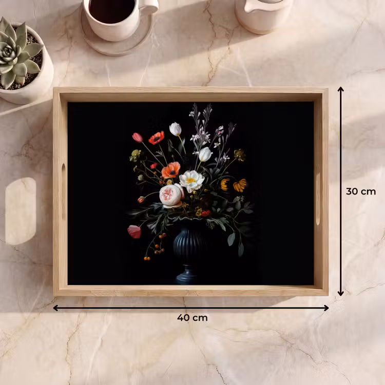 Plateau - Composition florale - Vase - Noir — 7