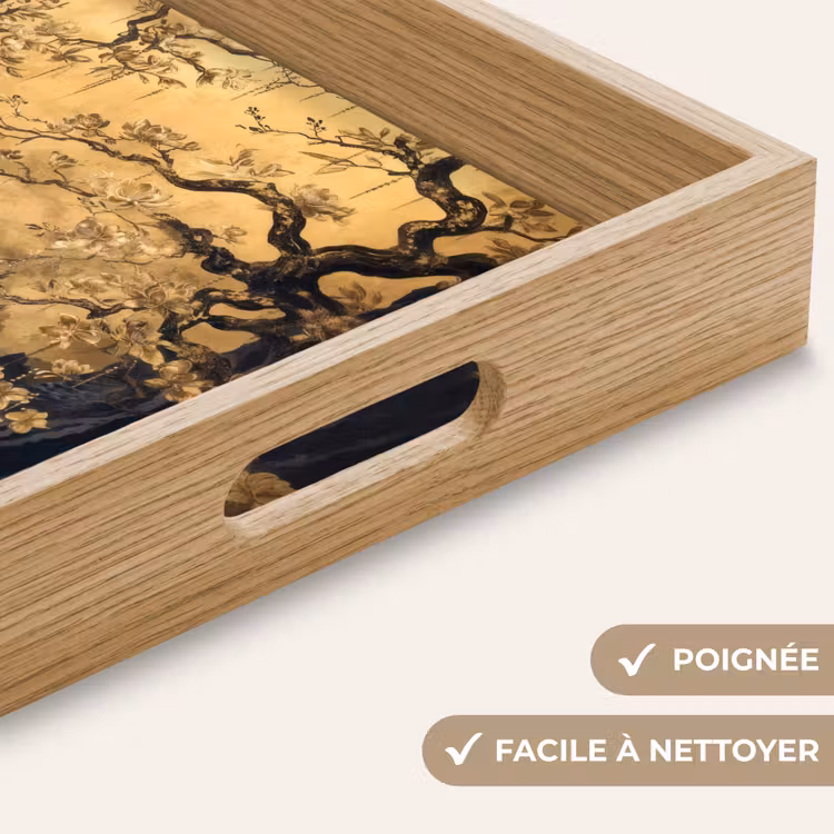 Plateau - Fleurs - Branches - Or - Décoratif — 8