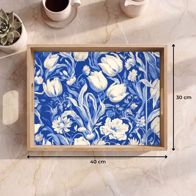 Plateau - Fleurs - Bleu de Delft - Motif - Tulipe — 7