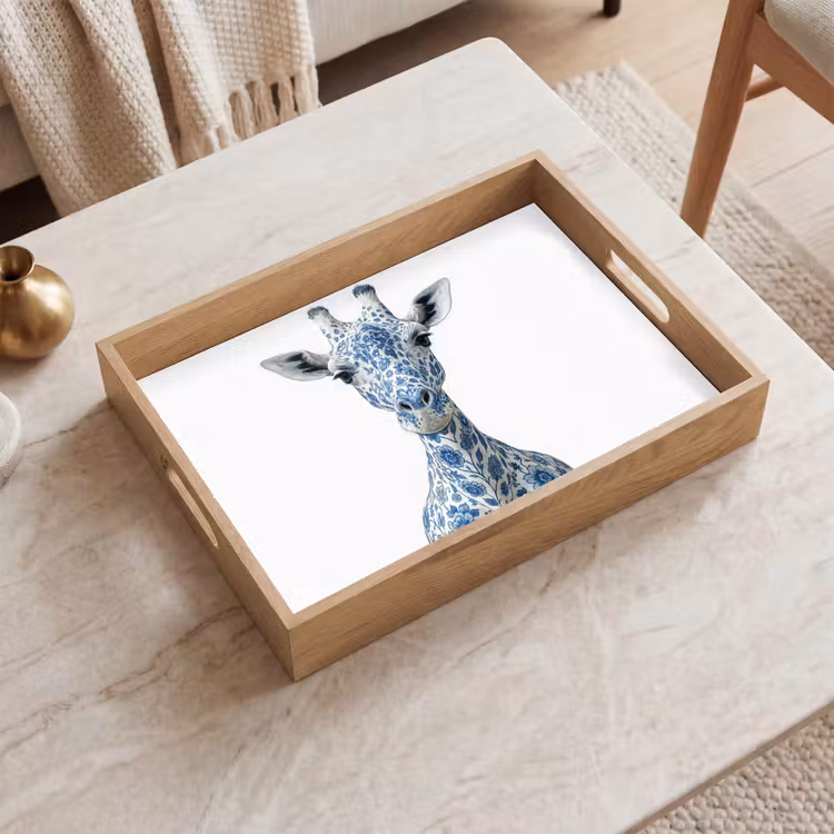 Plateau - Girafe - Bleu de Delft - Animaux - Minimaliste — 2