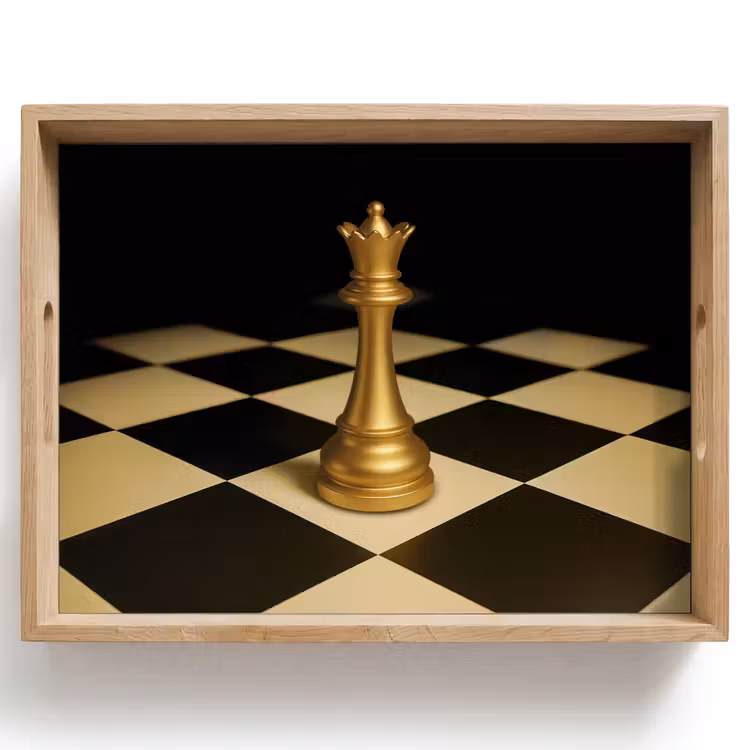 Plateau - Reine - Pièce d'échecs - Bloquée - Or — 1