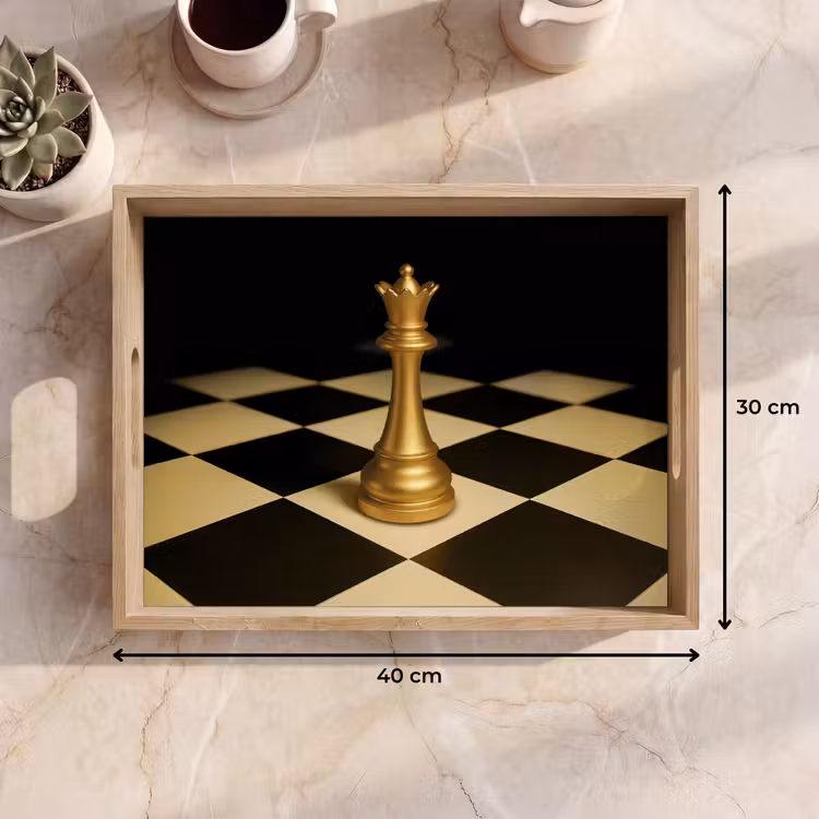 Plateau - Reine - Pièce d'échecs - Bloquée - Or — 7