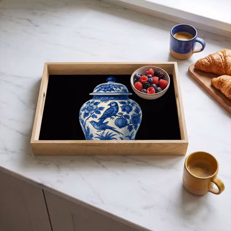Plateau - Pot - Bleu de Delft - Fleurs — 3