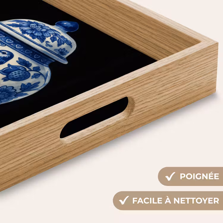 Plateau - Pot - Bleu de Delft - Fleurs — 8