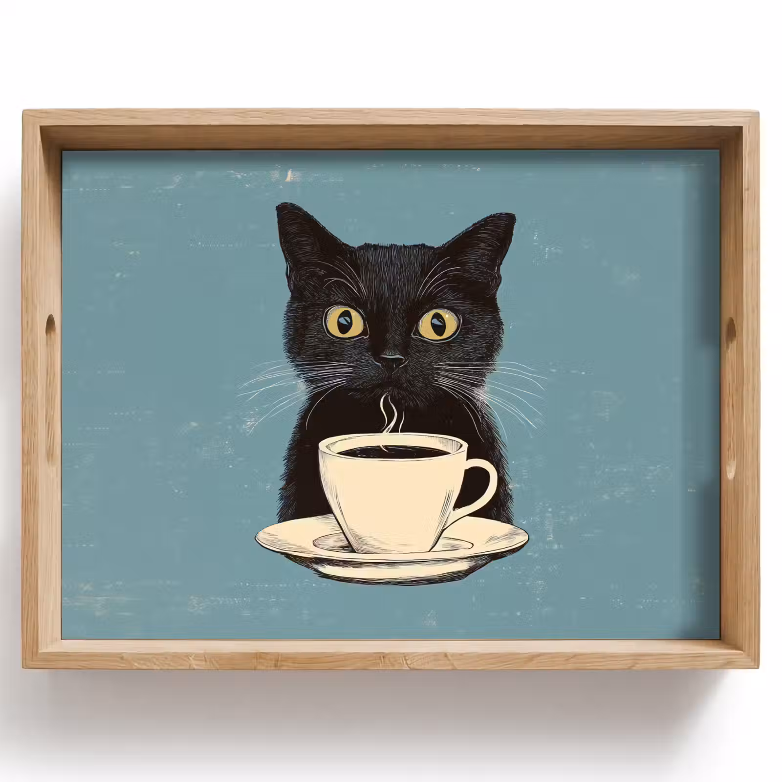 Plateau - Chat - Noir - Café - Minimaliste — 1