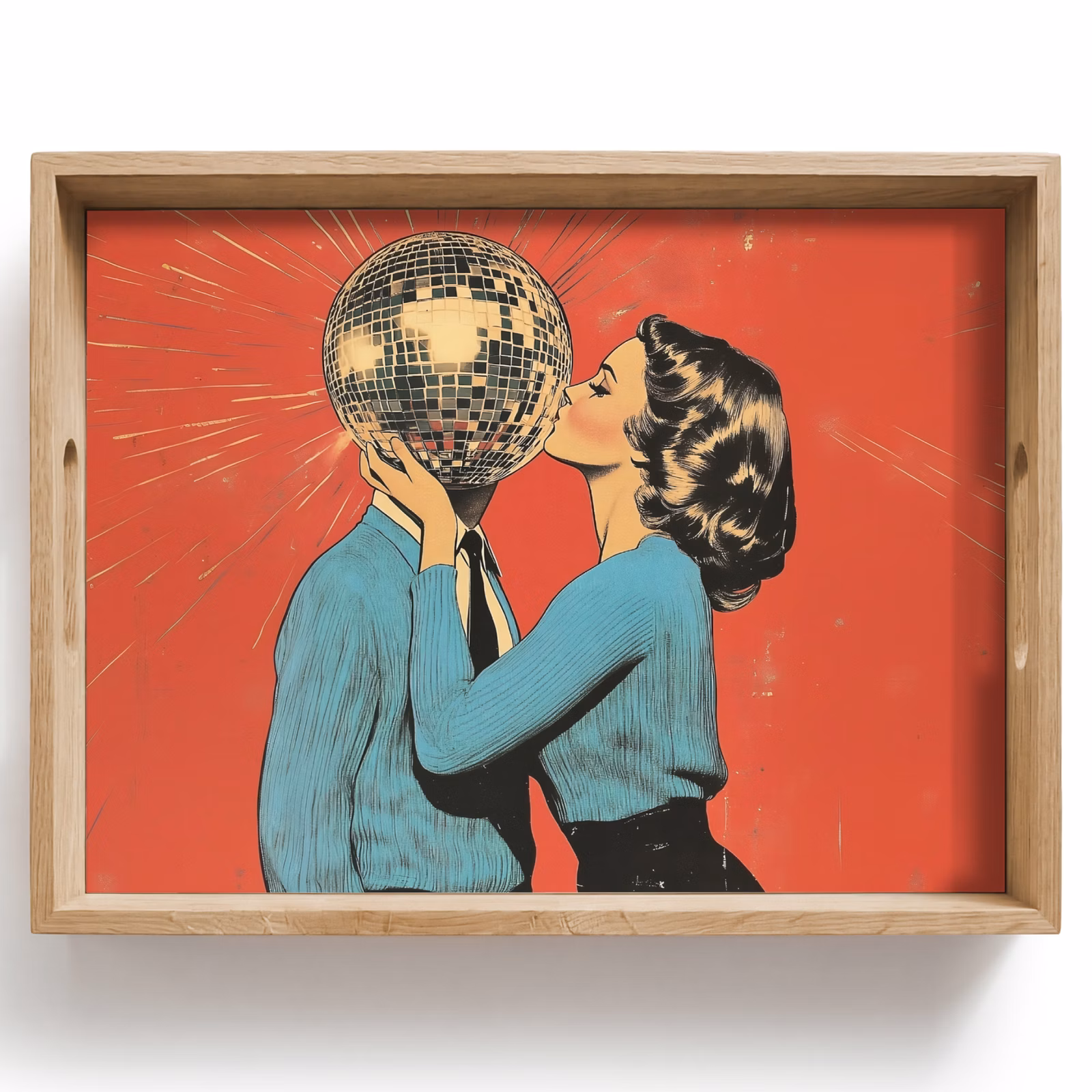 Plateau - Femme - Rétro - Boule disco - Baiser — 1