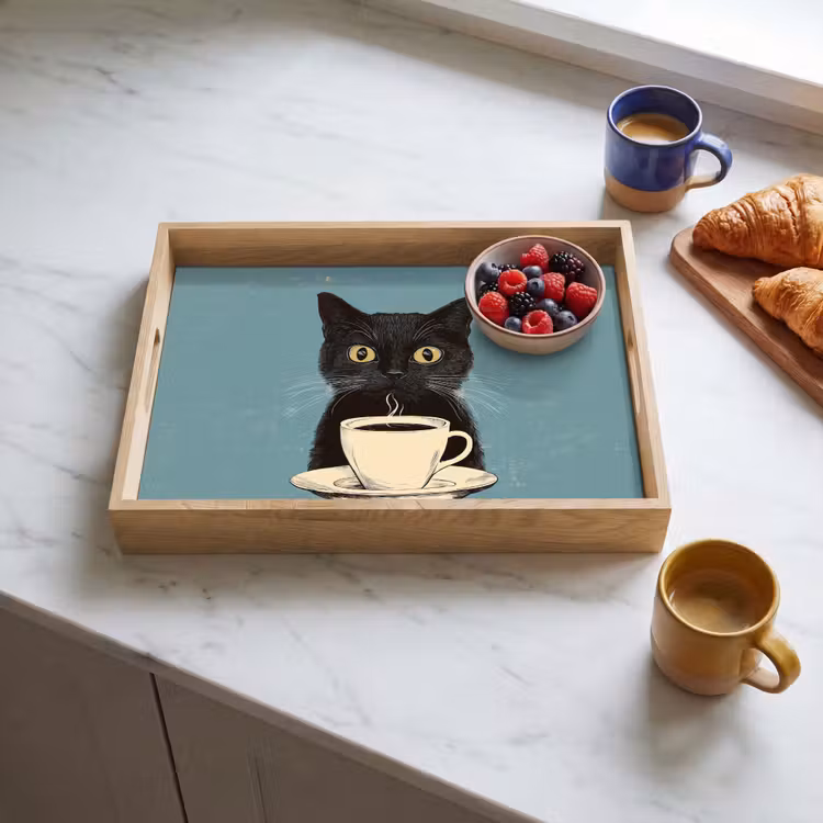 Plateau - Chat - Noir - Café - Minimaliste — 3