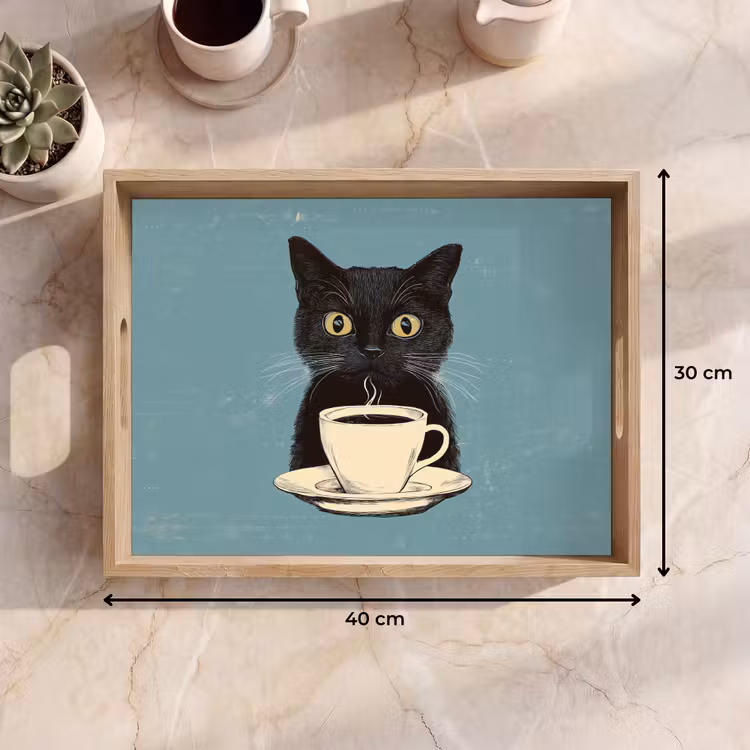 Plateau - Chat - Noir - Café - Minimaliste — 7