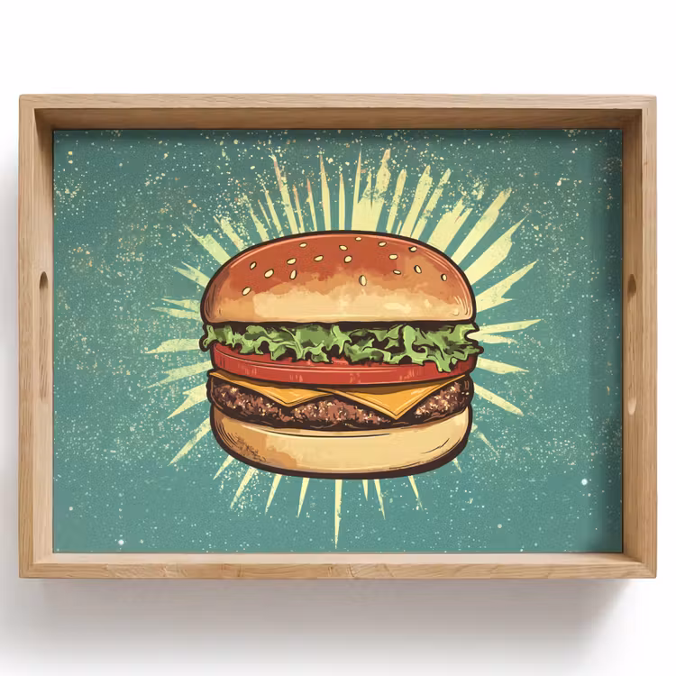 Plateau - Hamburger - Illustration - Laitue - Fromage — 1