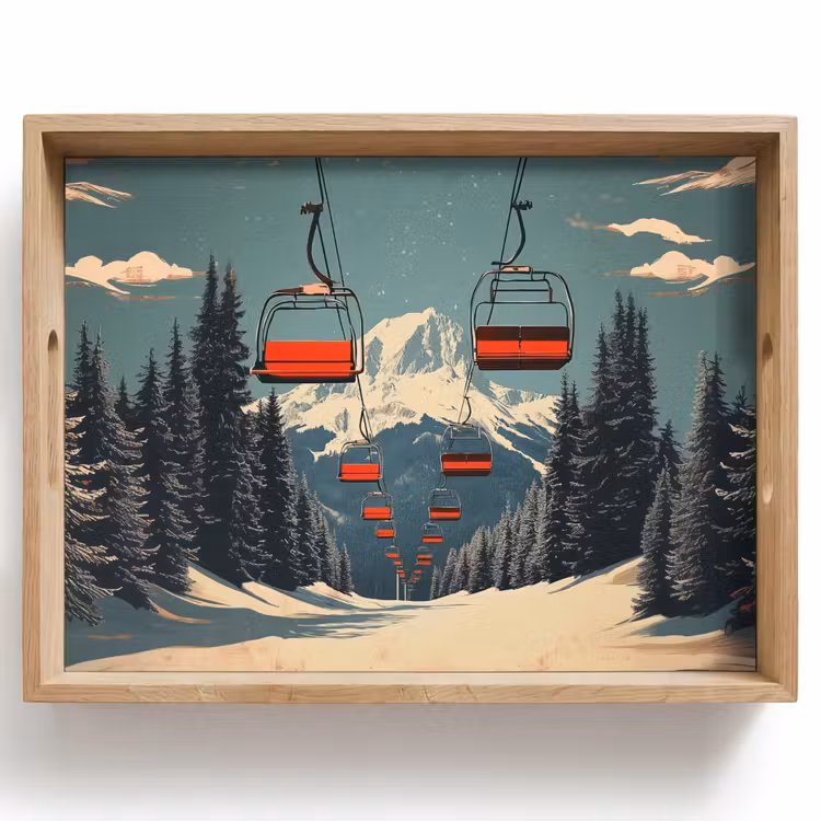 Plateau - Neige - Remontée mécanique - Rouge - Arbres — 1