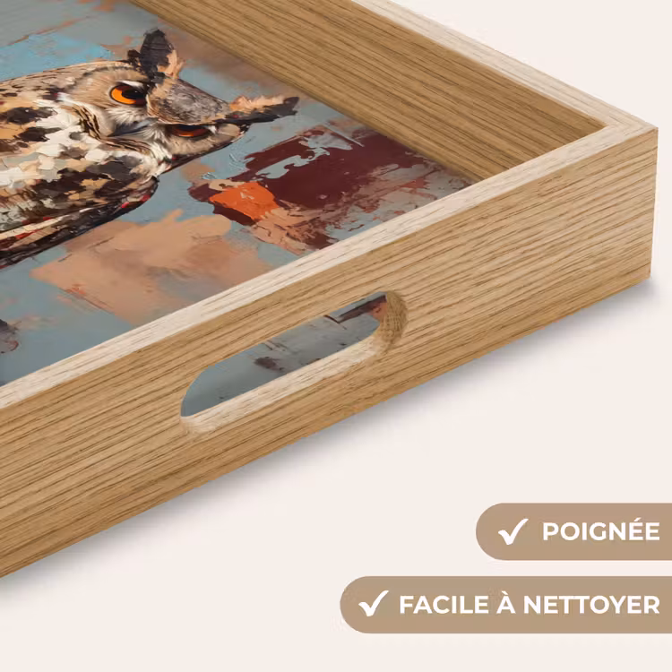 Plateau - Peint - Abstrait - Hibou - Marron — 8