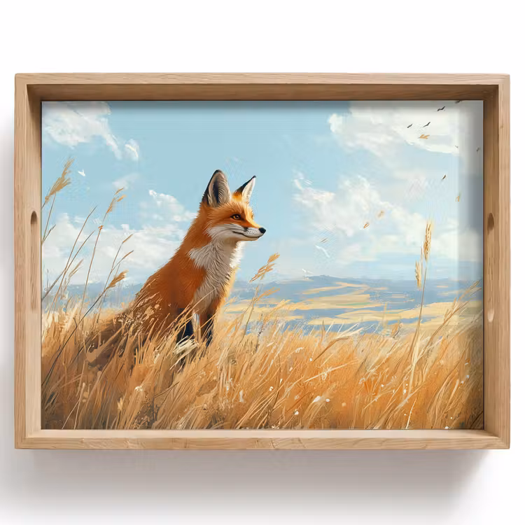 Plateau - Renard - Herbe - Nuages - Orange — 1