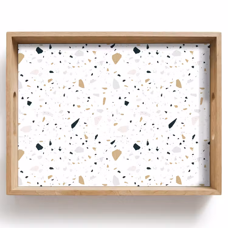 Plateau - Terrazzo - Motif - Blanc - Neutre — 1