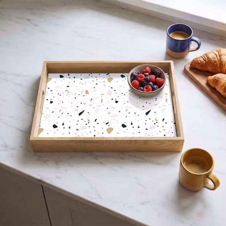 Plateau - Terrazzo - Motif - Blanc - Neutre — 3