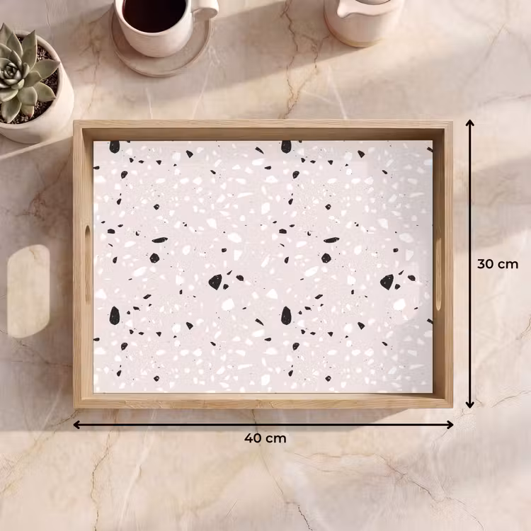 Plateau - Terrazzo - Motif - Doux - Noir - Blanc — 7