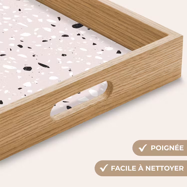 Plateau - Terrazzo - Motif - Doux - Noir - Blanc — 8