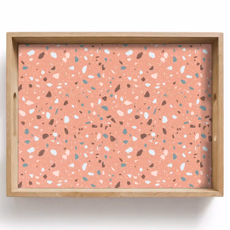 Plateau - Terrazzo - Motif - Coloré - Rose - Bleu — 1