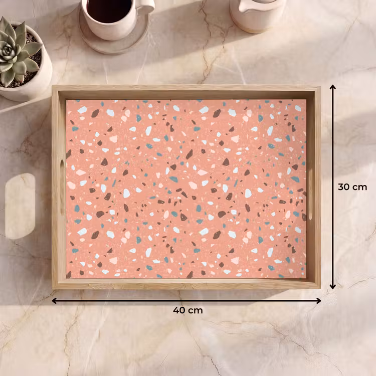 Plateau - Terrazzo - Motif - Coloré - Rose - Bleu — 7