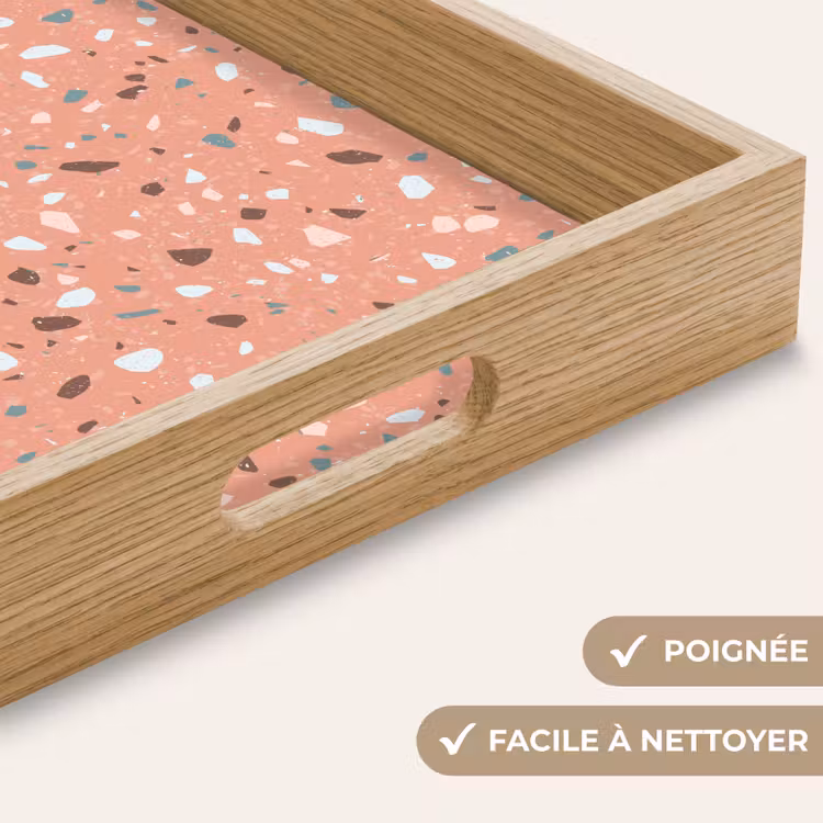 Plateau - Terrazzo - Motif - Coloré - Rose - Bleu — 8