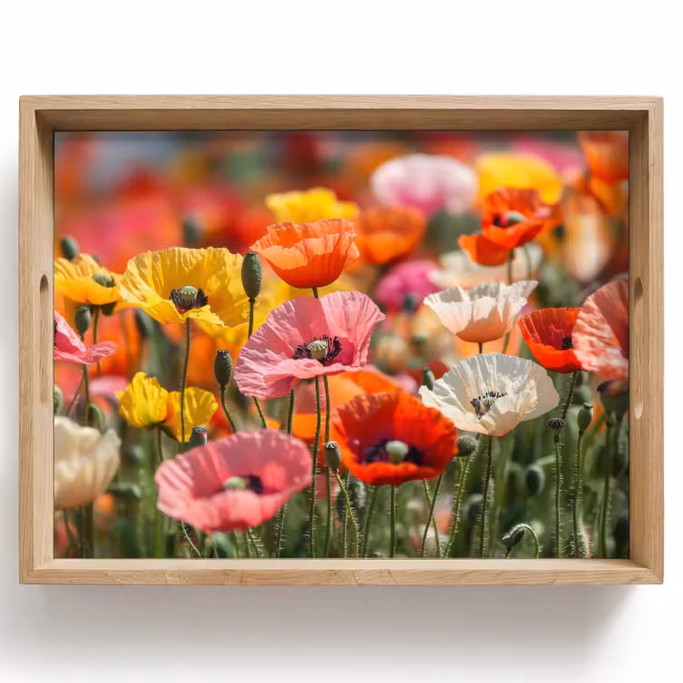 Plateau - Champ de fleurs - coquelicots - coloré — 1