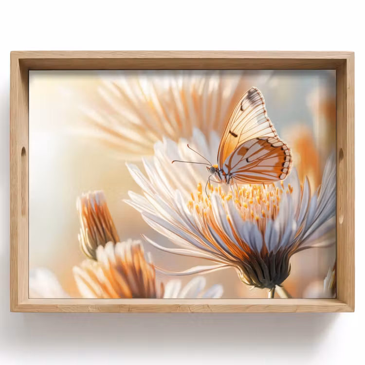 Plateau - Papillon - Fleur - Orange — 1