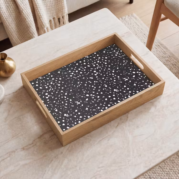 Plateau - Terrazzo - Motif - Noir - Blanc — 2