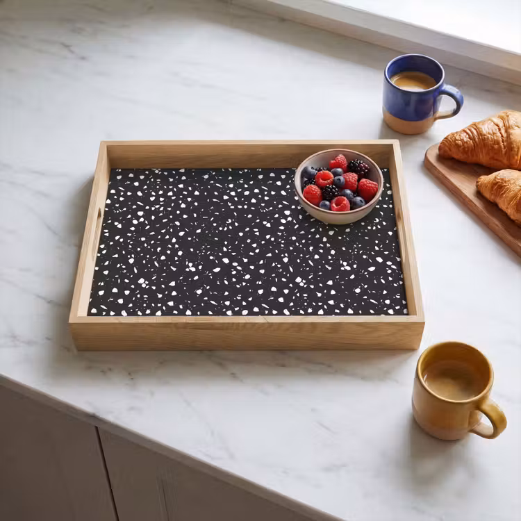 Plateau - Terrazzo - Motif - Noir - Blanc — 3