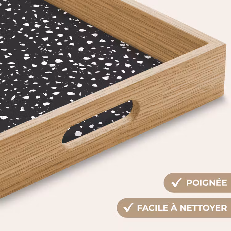 Plateau - Terrazzo - Motif - Noir - Blanc — 8