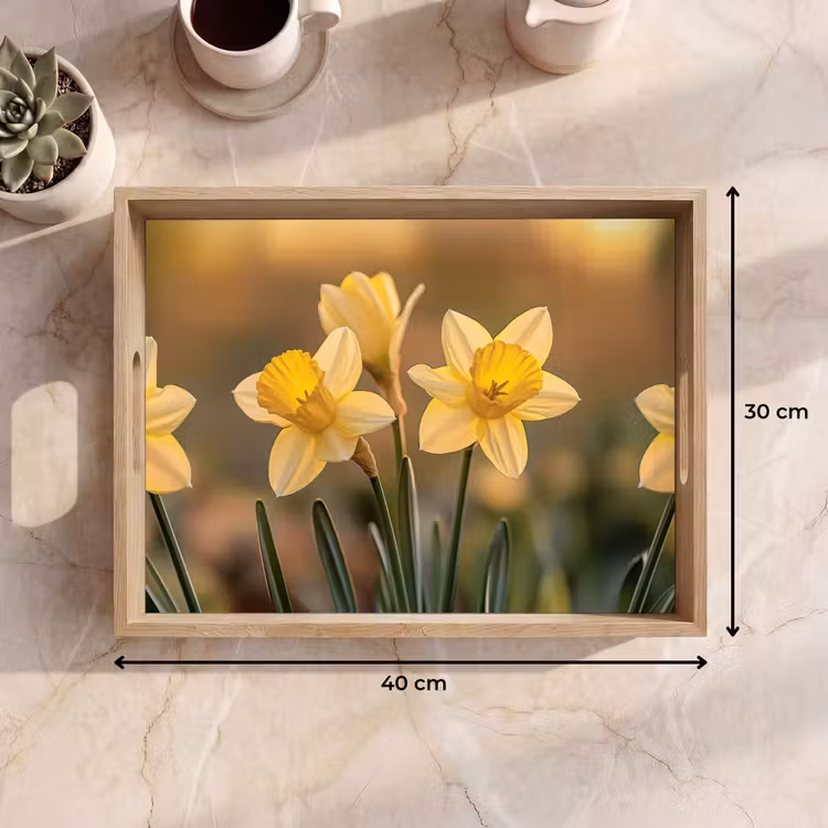 Plateau - Fleurs - Jaune - Flou — 7