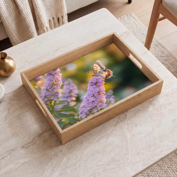 Plateau - Orné - Papillon - Violet - Fleurs — 2
