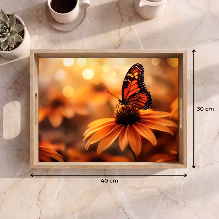 Plateau - Papillon - Fleurs - Orange — 7