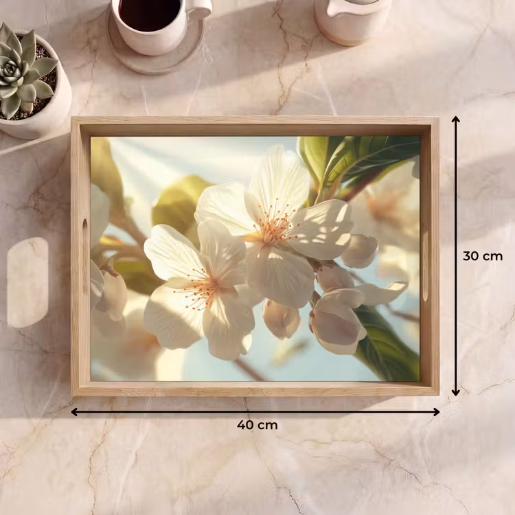 Plateau - Fleurs - Blanc - Rayons de soleil - Pétales — 7