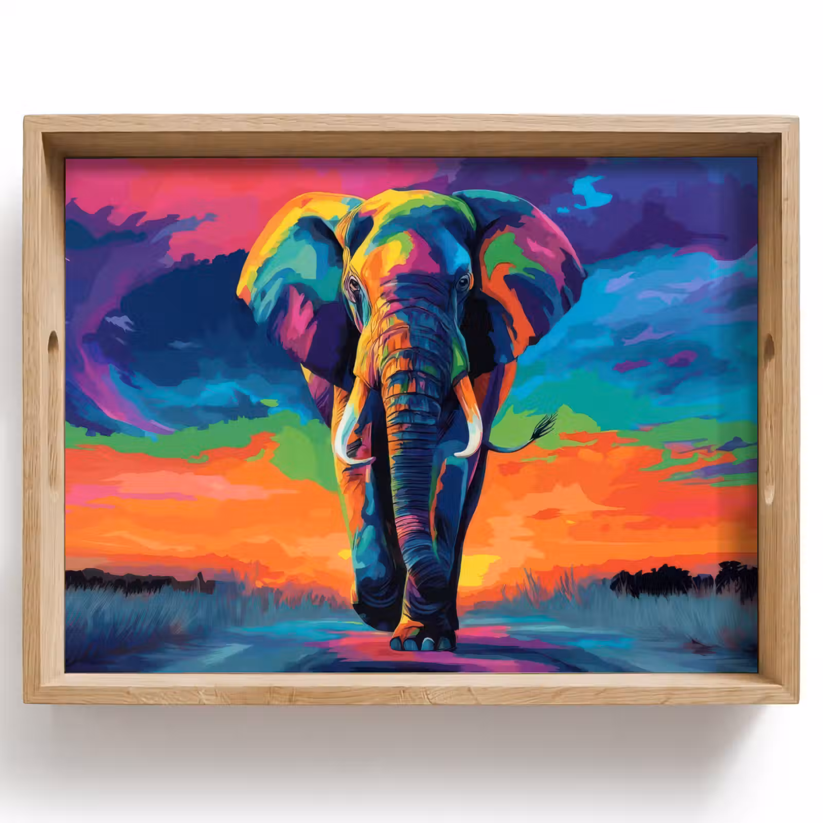 Plateau - Éléphant - coloré - ciel - abstrait — 1