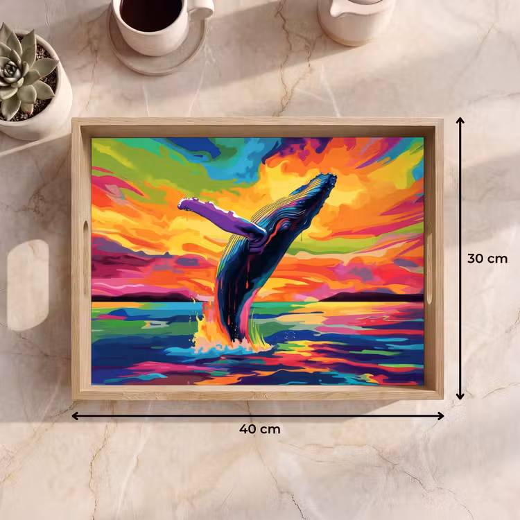 Plateau - Coucher de soleil - Baleine - Peint - Coloré — 7