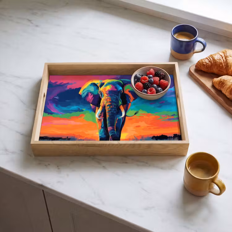 Plateau - Éléphant - coloré - ciel - abstrait — 3
