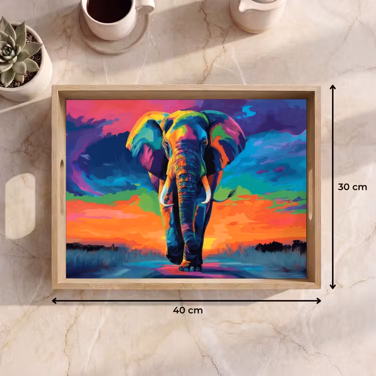 Plateau - Éléphant - coloré - ciel - abstrait — 7