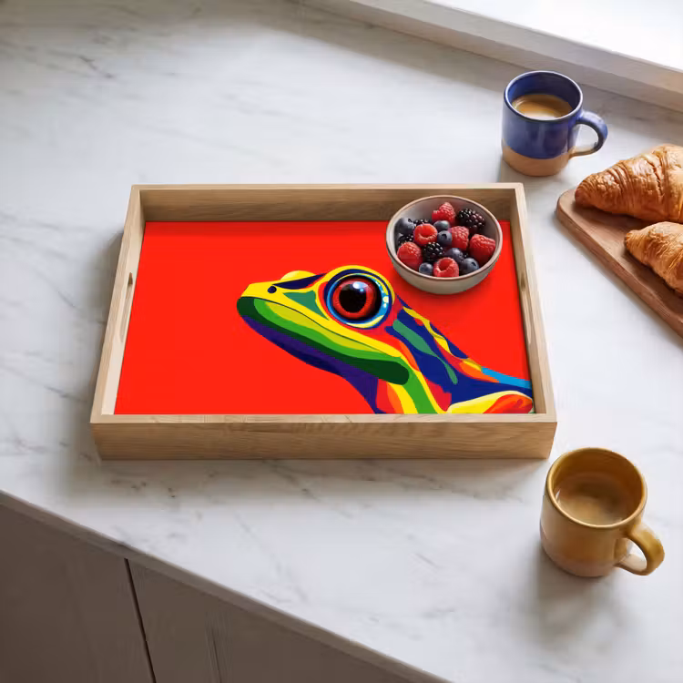 Plateau - Grenouille - colorée - rayée - yeux — 3