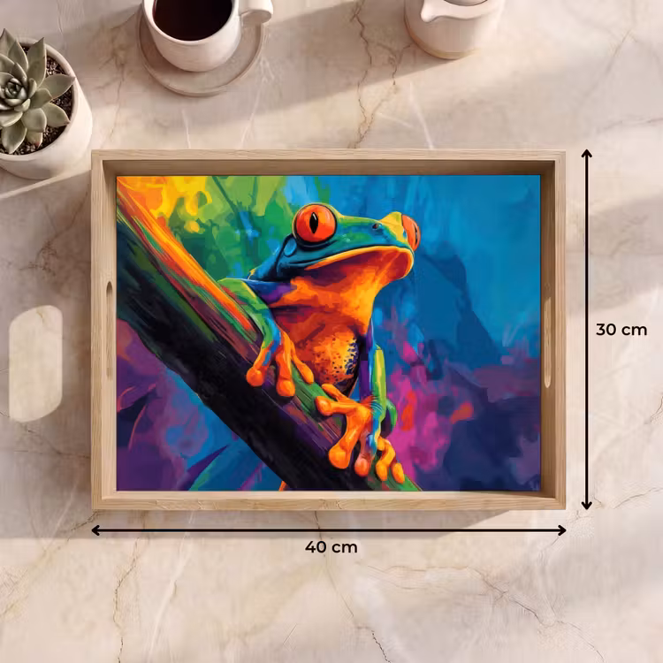 Plateau - Grenouille - Couleurs vives - Branche - Arc-en-ciel — 7