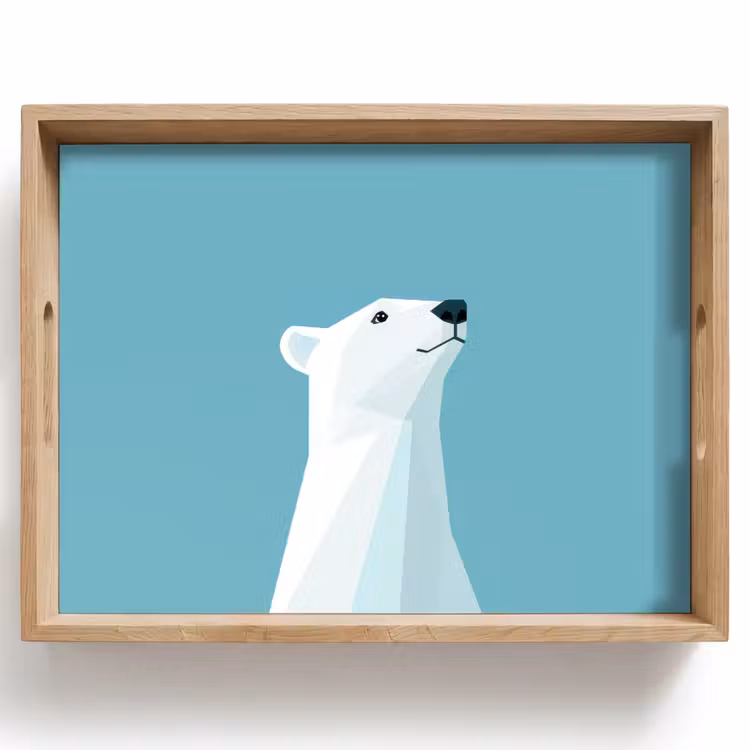 Plateau - Ours polaire - Bleu clair - Minimaliste — 1