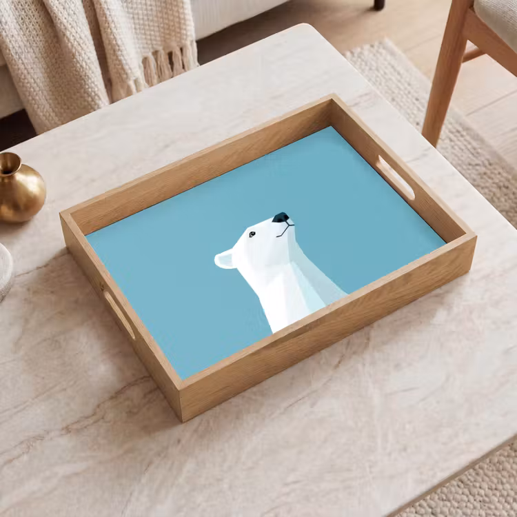 Plateau - Ours polaire - Bleu clair - Minimaliste — 2
