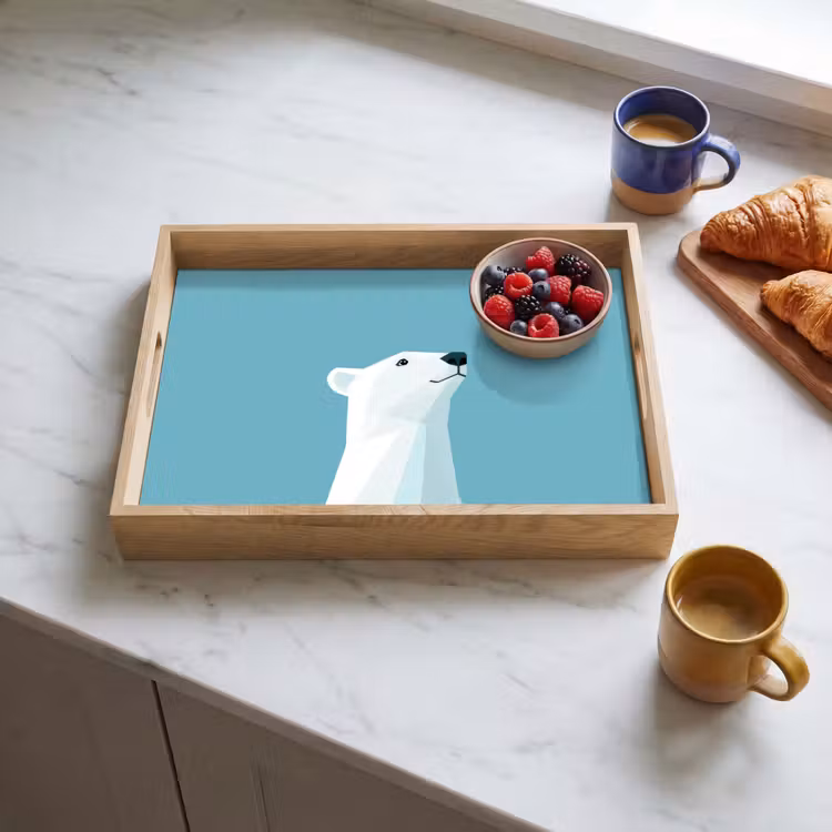 Plateau - Ours polaire - Bleu clair - Minimaliste — 3