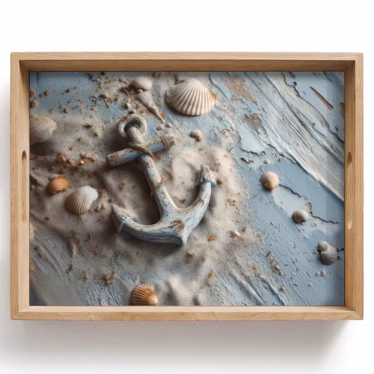 Plateau - Ancre - Bois - Coquillages - Sable — 1