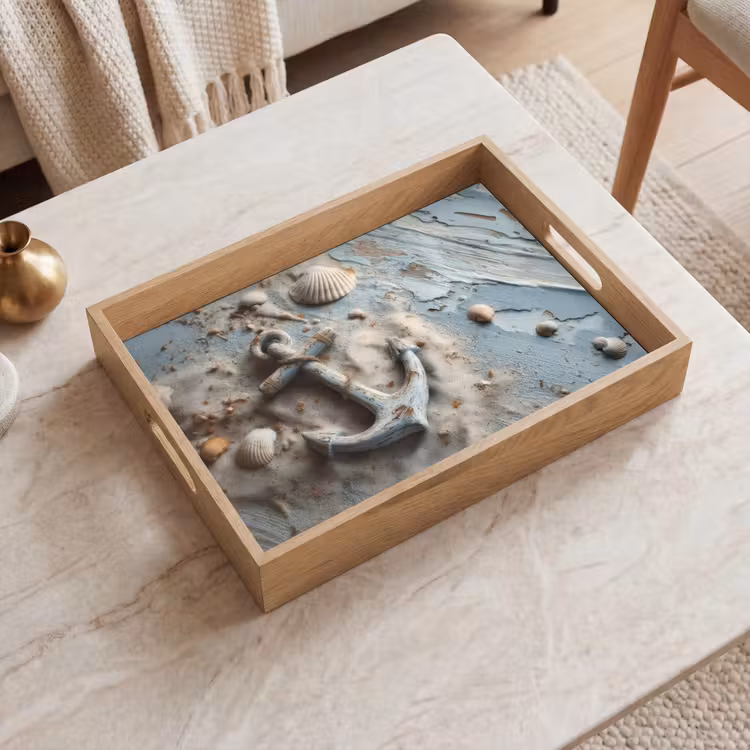 Plateau - Ancre - Bois - Coquillages - Sable — 2