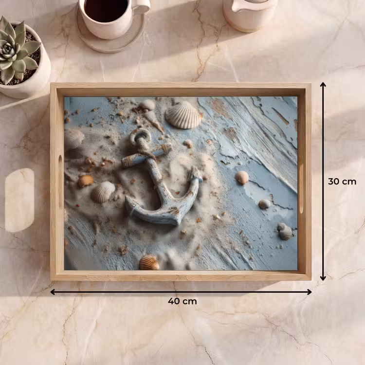 Plateau - Ancre - Bois - Coquillages - Sable — 7