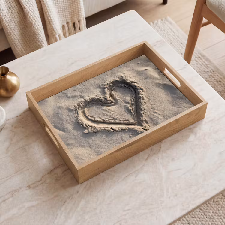 Plateau - Forme de coeur - Signé - Beige - Sand — 2